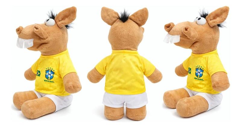 Cavalinho Pelúcia Brasil Camisa 10 Copa Torcedor 2026 55cm Preto